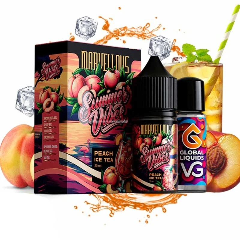 Солевая Жидкость Marvellous Summer Vibes Peach Ice Tea (Персиковый Чай Лёд) 30Мл 50Мг Набор