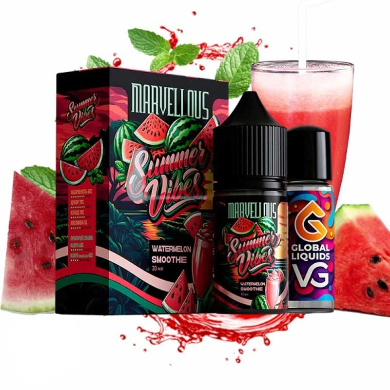 Солевая Жидкость Marvellous Summer Vibes Watermelon Smoothie (Арбузный Смузи) 30Мл 50Мг Набор