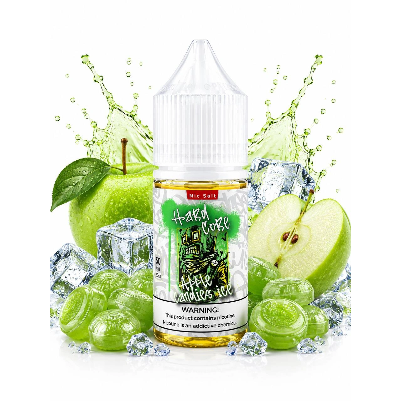 Солевая Жидкость Hard Core - Apple Candies Ice (Яблоко Конфеты Лед) 30 ML 50 MG