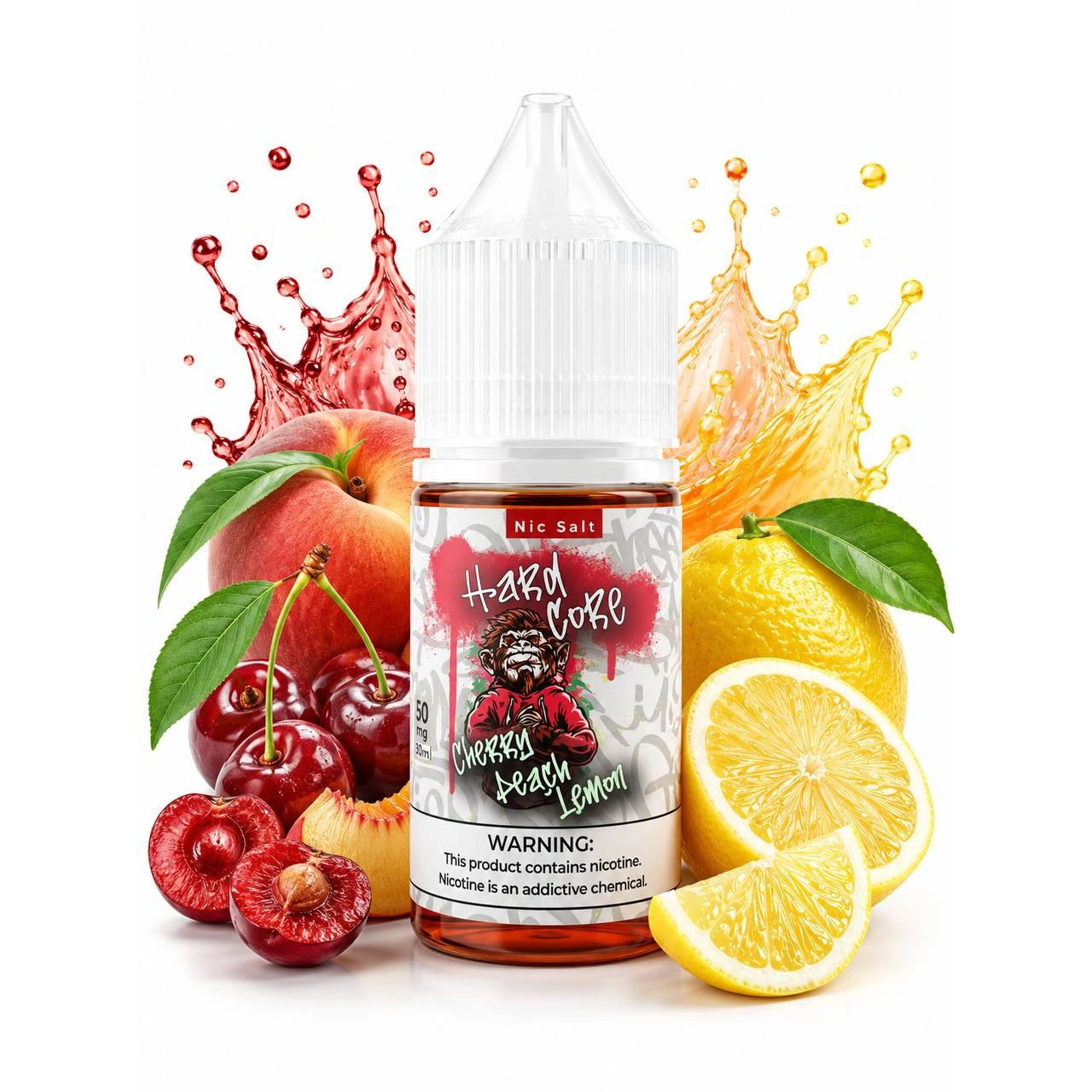 Сольова Рідина Hard Core - Cherry Peach Lemon (Вишня Персик Лимон) 30 ML 50 MG