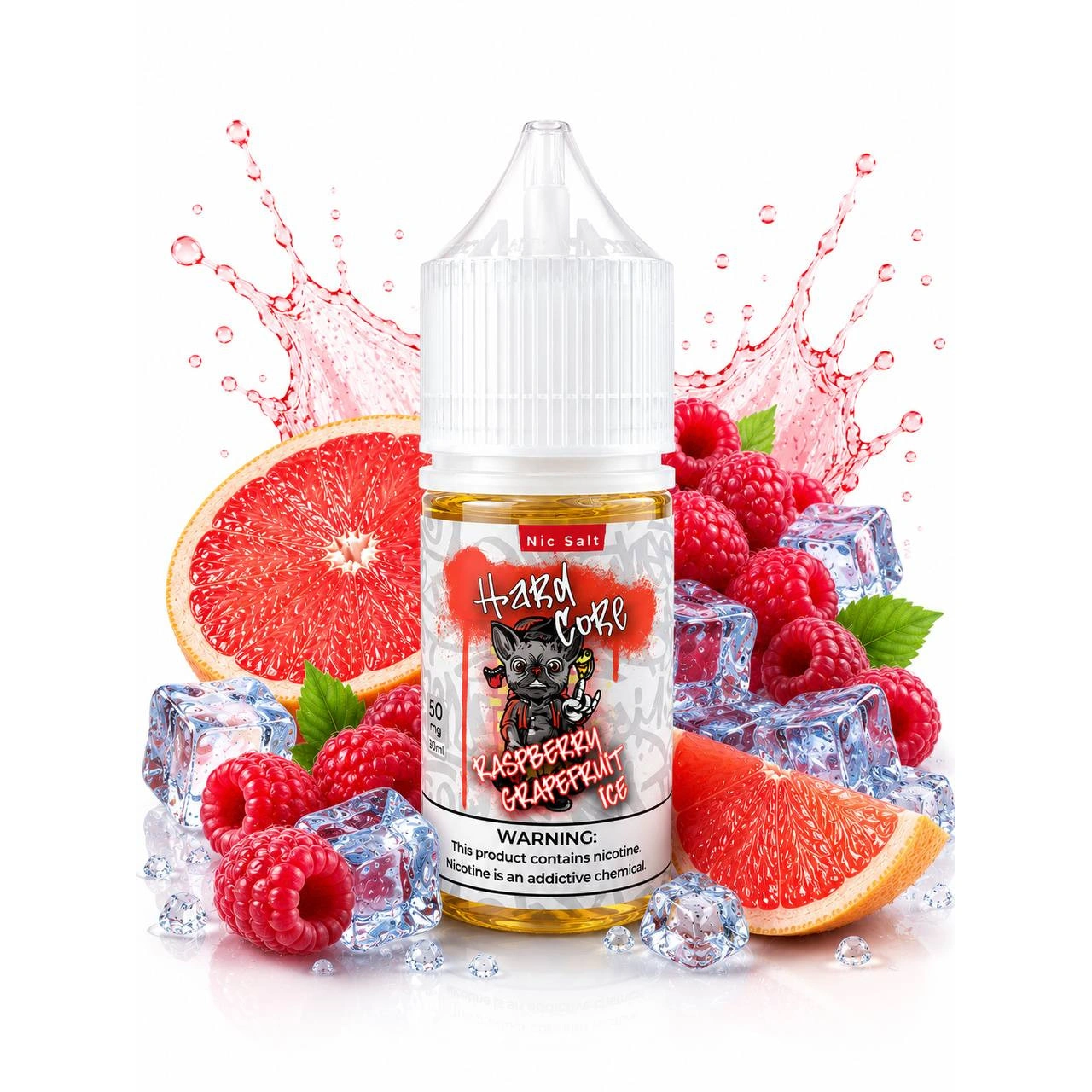 Сольова Рідина Hard Core - Raspberry Grapefruit Ice (Грейпфрут Маліна Лід) 30 ML 50 MG