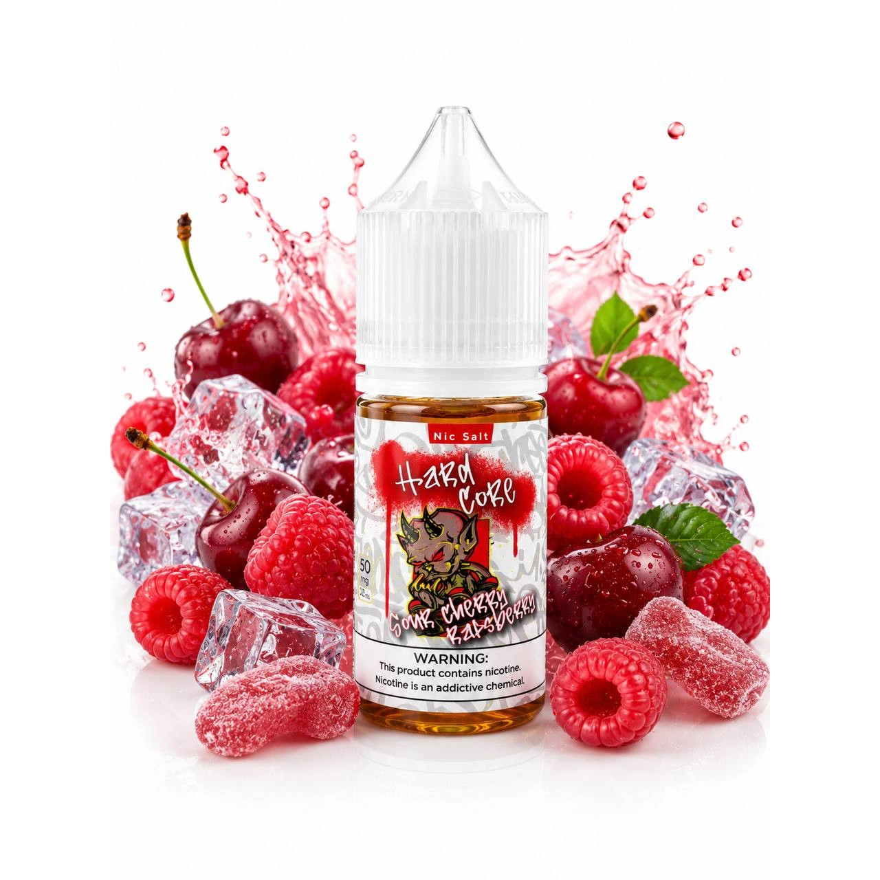 Солевая Жидкость Hard Core - Sour Cherry Raspberry (Кислая Вишня Малина) 30 ML 50 MG