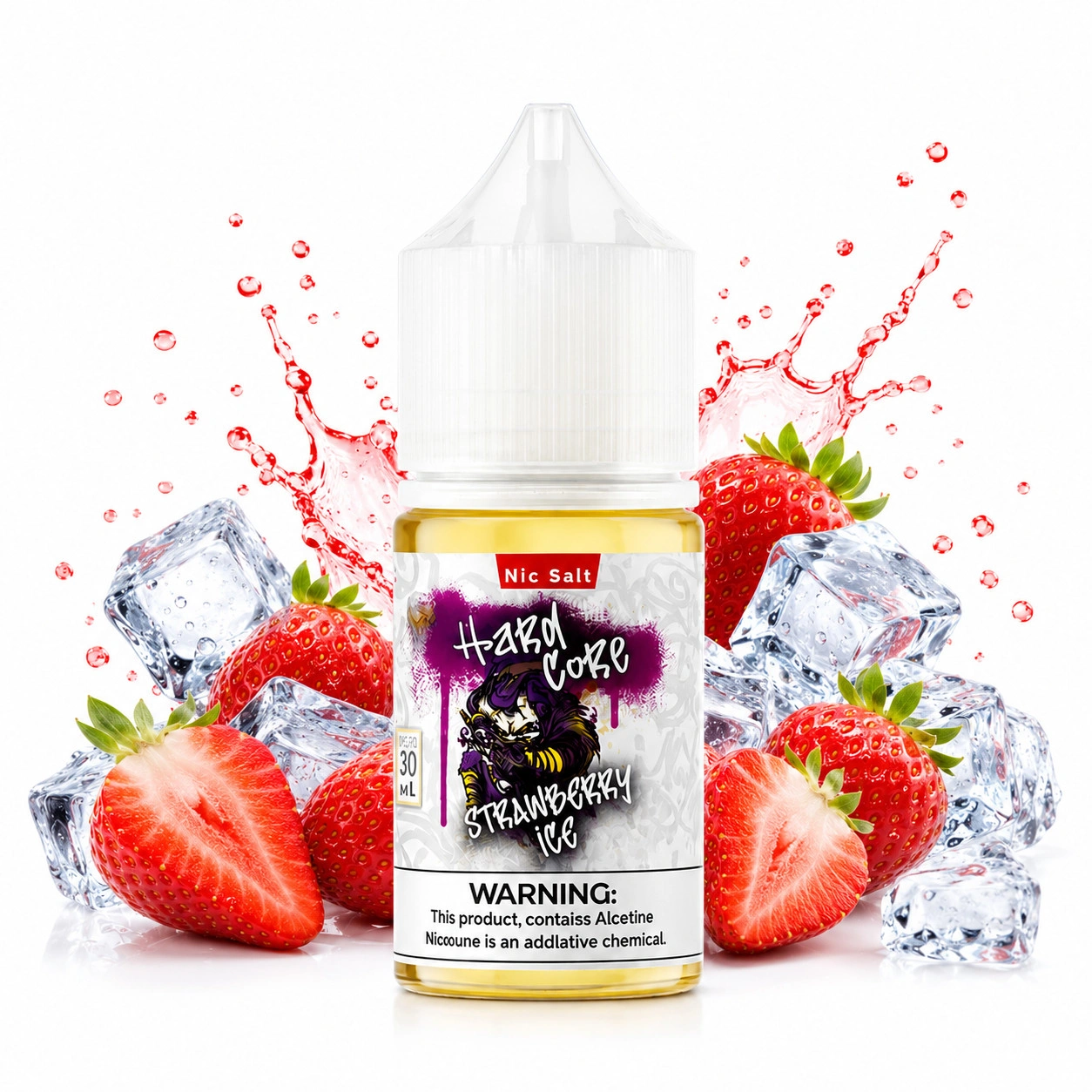Солевая Жидкость Hard Core - Strawberry Ice (Клубника Лед) 30 ML 50 MG