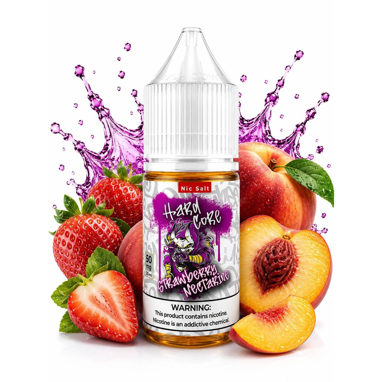 Солевая Жидкость Hard Core - Strawberry Nectarine (Клубника Нектарин) 30 ML 50 MG