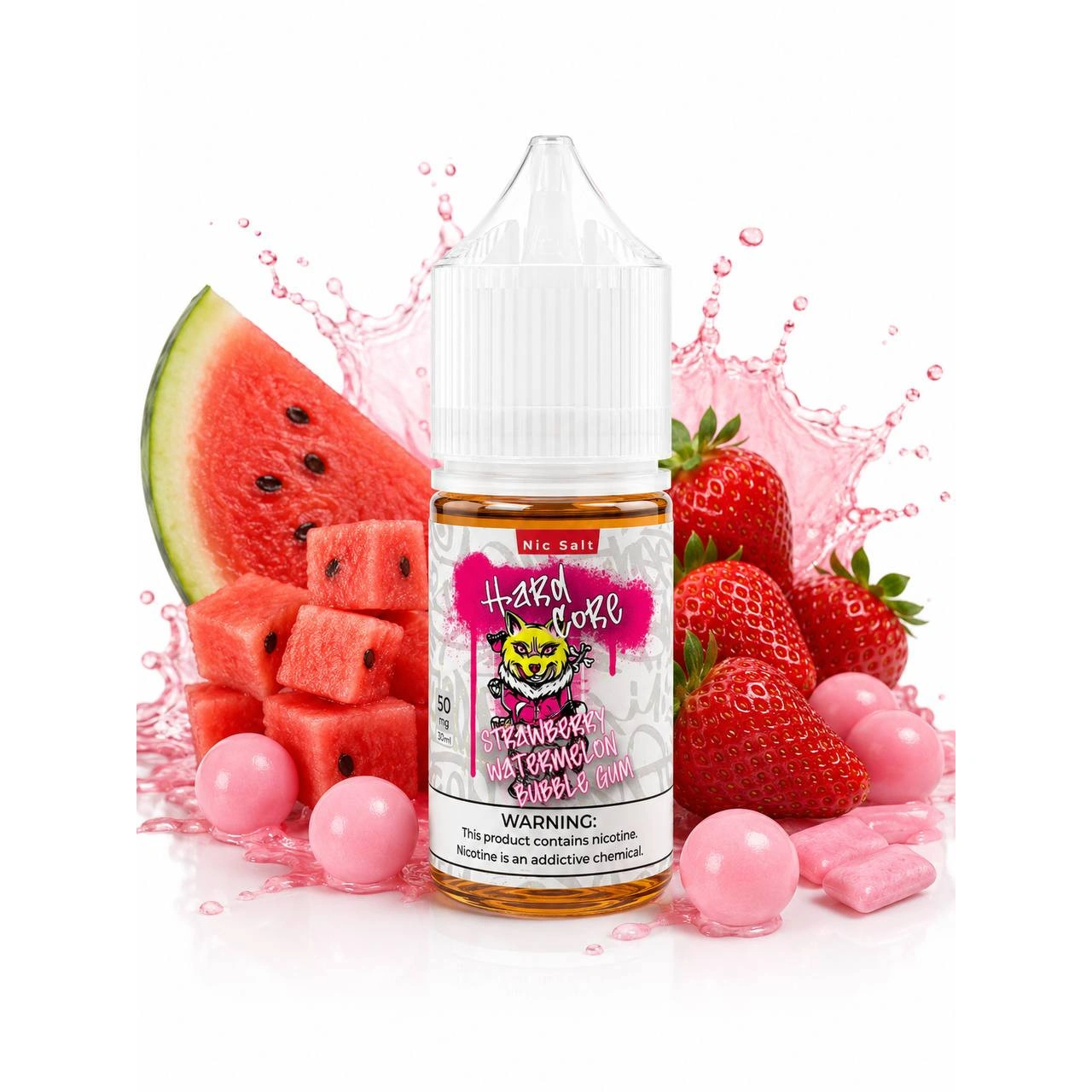Солевая Жидкость Hard Core - Strawberry Watermelon Bubble Gum (Клубника Арбуз Жвачка) 30 ML 50 MG